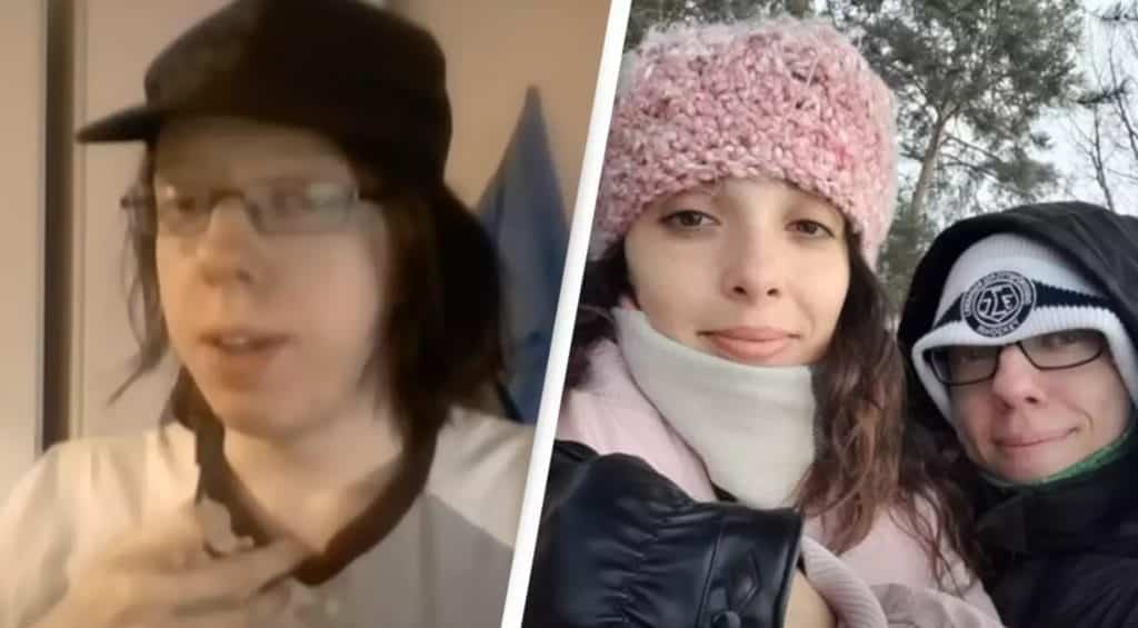 Two picture collage of a man and his girlfriend and the other photo is him in his YouTube video.